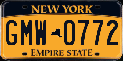 NY license plate GMW0772