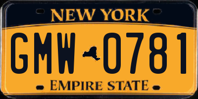 NY license plate GMW0781
