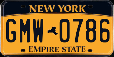 NY license plate GMW0786