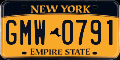 NY license plate GMW0791