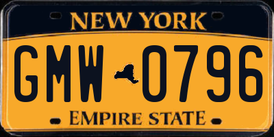 NY license plate GMW0796