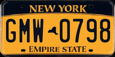 NY license plate GMW0798