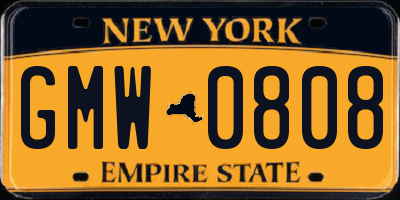 NY license plate GMW0808