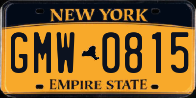 NY license plate GMW0815