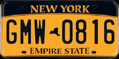 NY license plate GMW0816