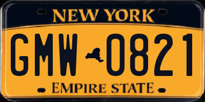 NY license plate GMW0821