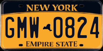 NY license plate GMW0824