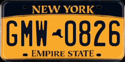 NY license plate GMW0826