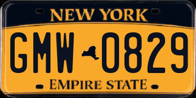 NY license plate GMW0829