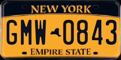 NY license plate GMW0843