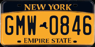 NY license plate GMW0846