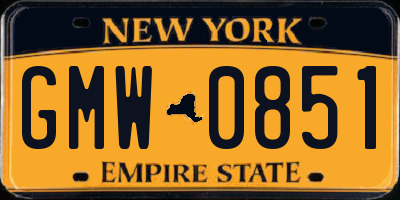 NY license plate GMW0851