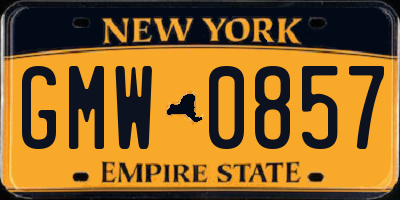 NY license plate GMW0857