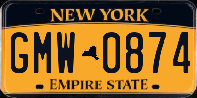 NY license plate GMW0874