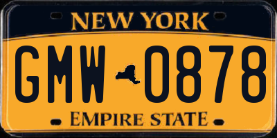 NY license plate GMW0878