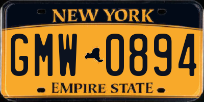 NY license plate GMW0894