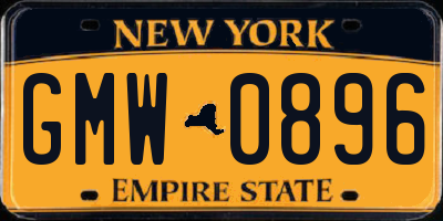 NY license plate GMW0896