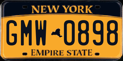 NY license plate GMW0898