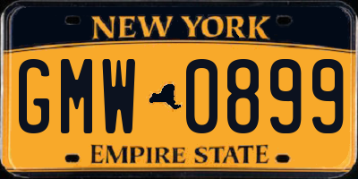 NY license plate GMW0899
