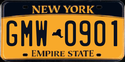 NY license plate GMW0901