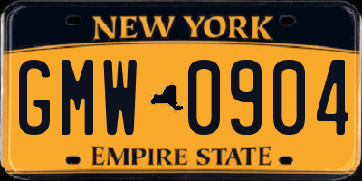 NY license plate GMW0904