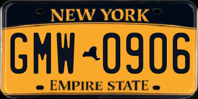 NY license plate GMW0906