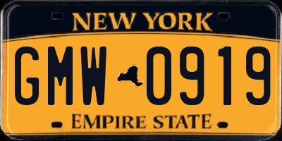 NY license plate GMW0919