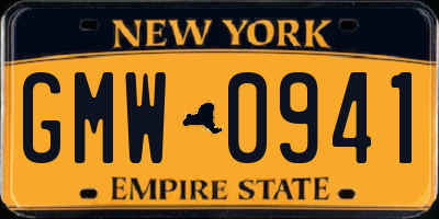 NY license plate GMW0941