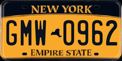 NY license plate GMW0962