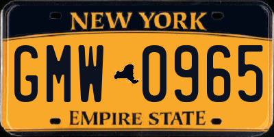 NY license plate GMW0965