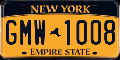 NY license plate GMW1008