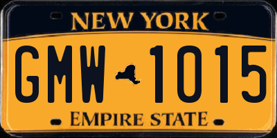 NY license plate GMW1015
