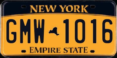 NY license plate GMW1016