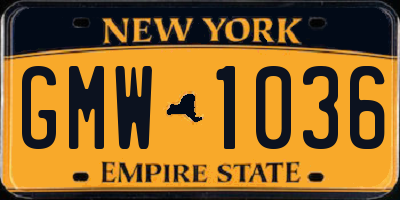 NY license plate GMW1036