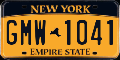 NY license plate GMW1041
