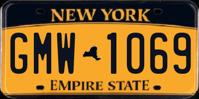 NY license plate GMW1069