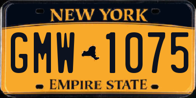 NY license plate GMW1075