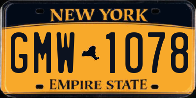 NY license plate GMW1078
