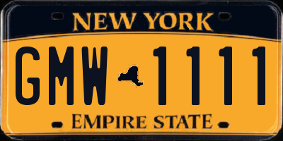 NY license plate GMW1111