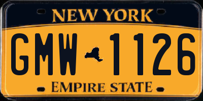 NY license plate GMW1126