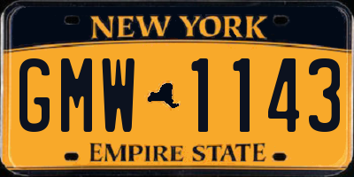 NY license plate GMW1143