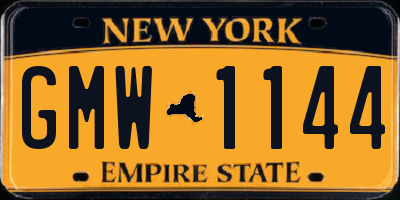 NY license plate GMW1144