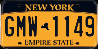 NY license plate GMW1149