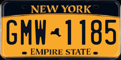 NY license plate GMW1185