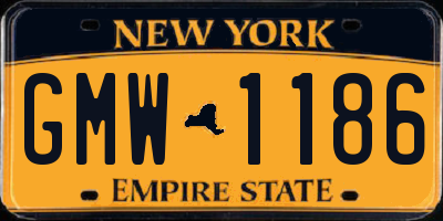 NY license plate GMW1186