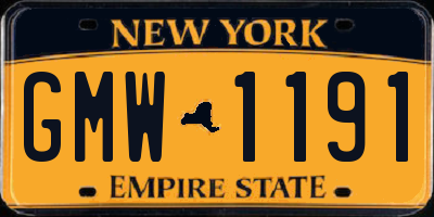 NY license plate GMW1191