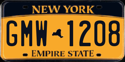 NY license plate GMW1208