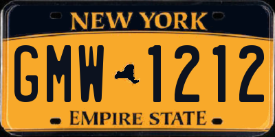 NY license plate GMW1212