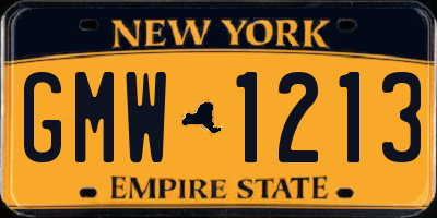 NY license plate GMW1213