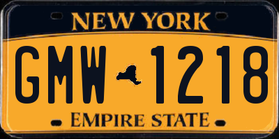 NY license plate GMW1218